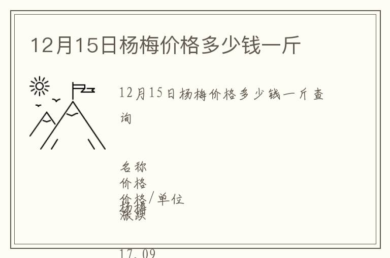 12月15日楊梅價(jià)格多少錢一斤