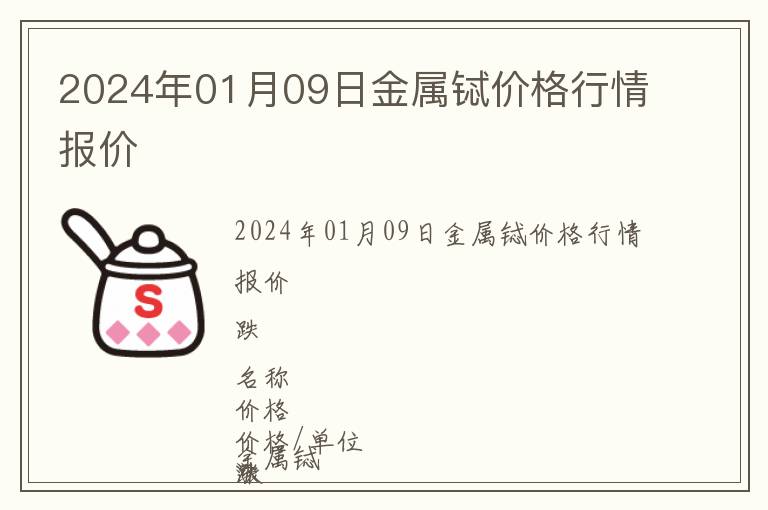 2024年01月09日金屬鋱價格行情報價