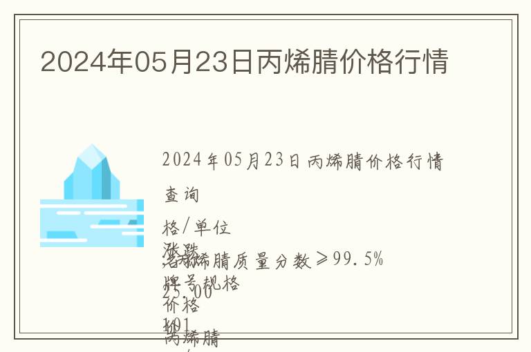 2024年05月23日丙烯腈價格行情