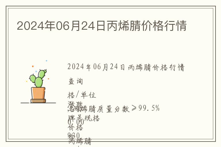 2024年06月24日丙烯腈價格行情