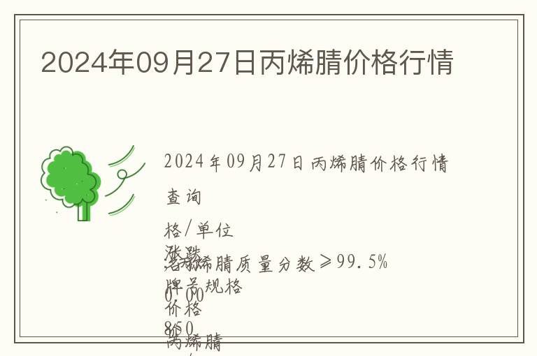 2024年09月27日丙烯腈價(jià)格行情