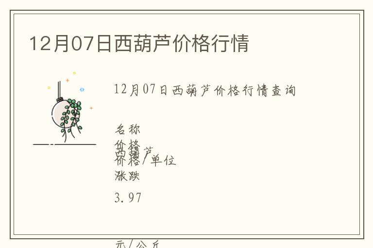 12月07日西葫蘆價(jià)格行情