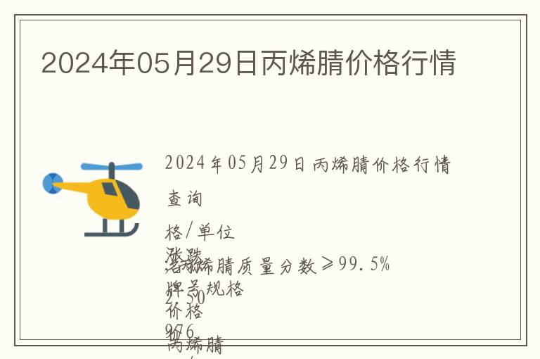 2024年05月29日丙烯腈價(jià)格行情