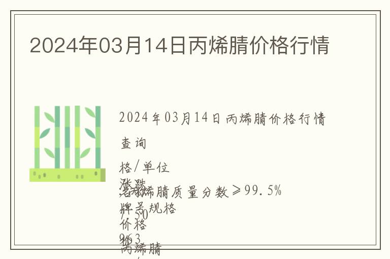 2024年03月14日丙烯腈價(jià)格行情