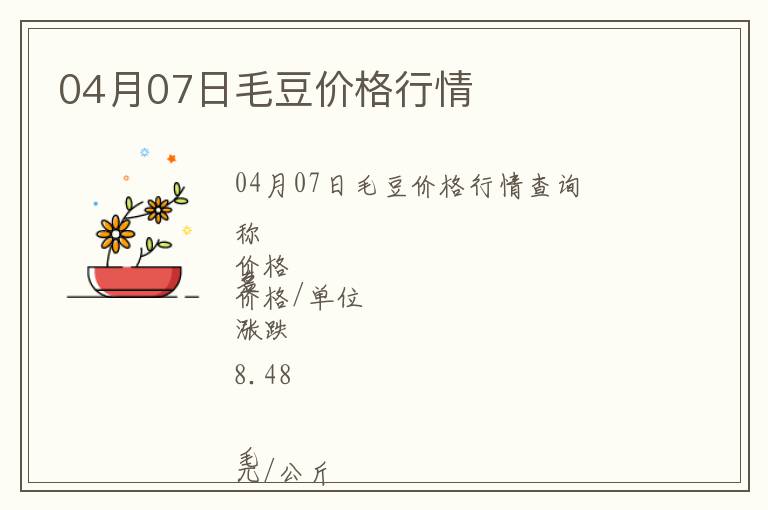 04月07日毛豆價格行情