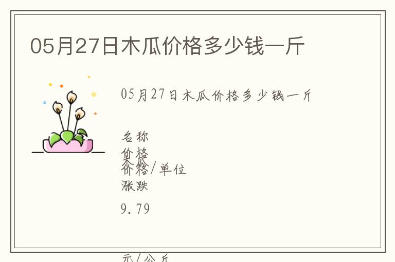 05月27日木瓜價格多少錢一斤