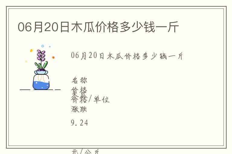 06月20日木瓜價格多少錢一斤