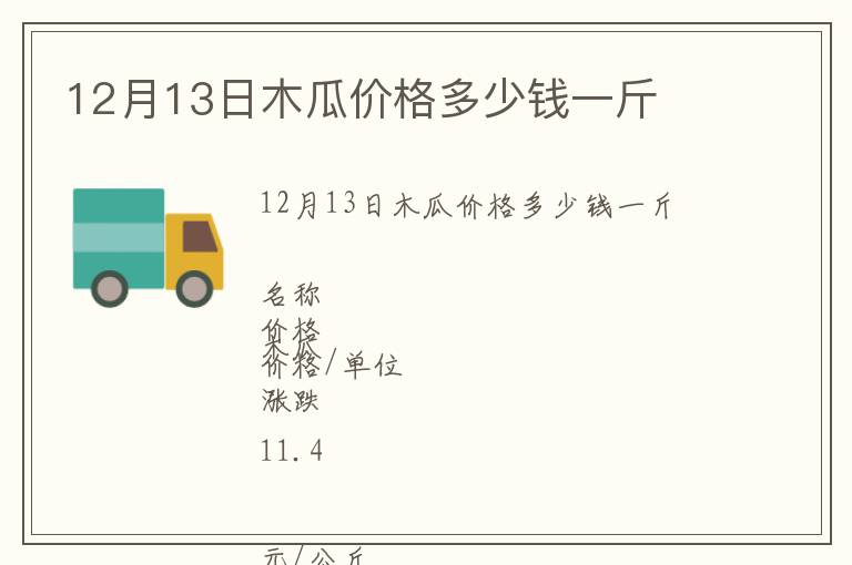 12月13日木瓜價格多少錢一斤
