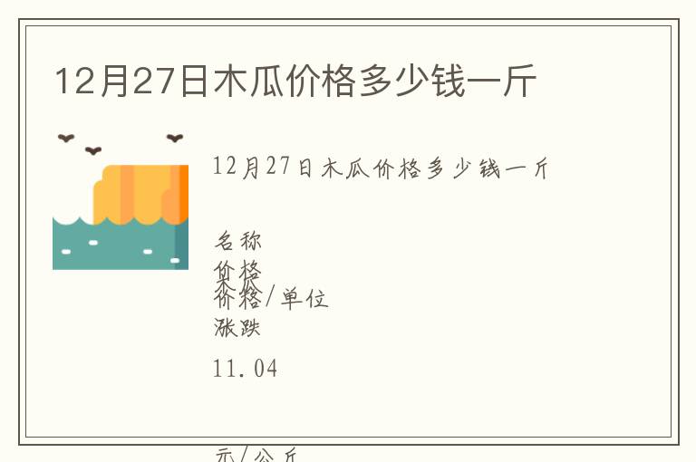 12月27日木瓜價格多少錢一斤