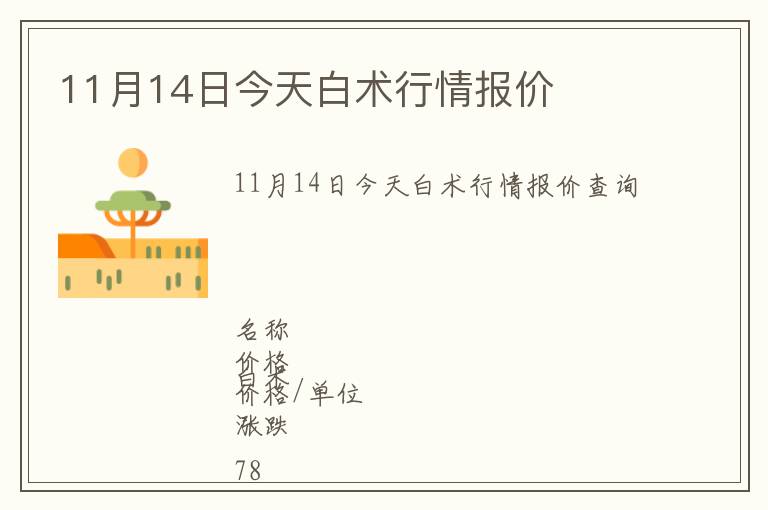 11月14日今天白術(shù)行情報(bào)價(jià)