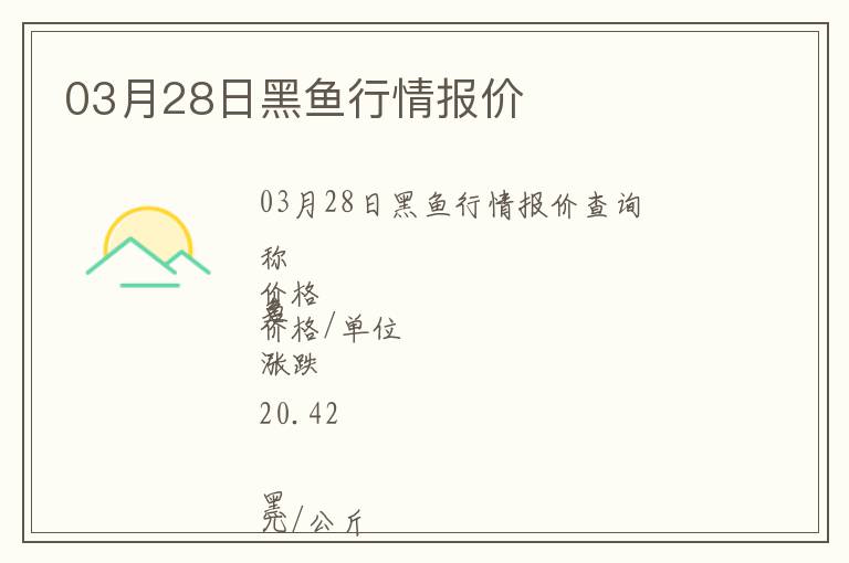03月28日黑魚行情報價