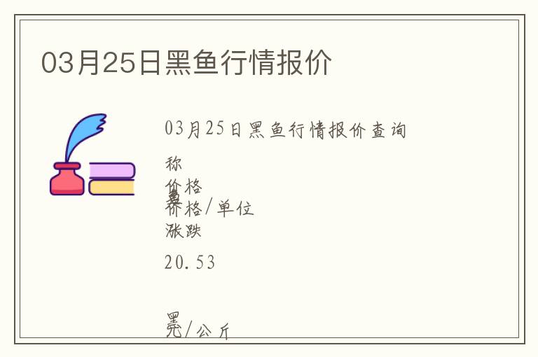 03月25日黑魚行情報價