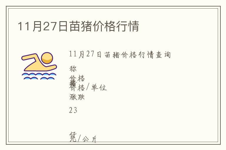 11月27日苗豬價(jià)格行情
