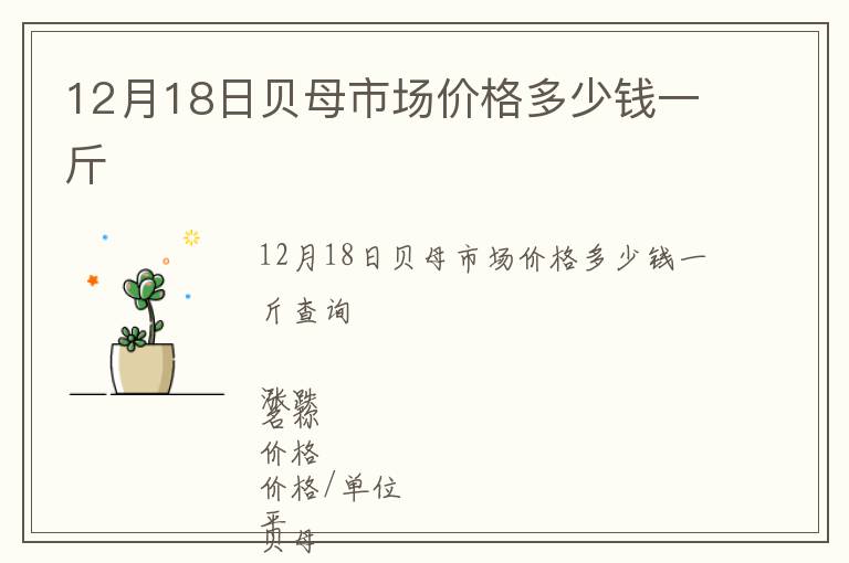 12月18日貝母市場價(jià)格多少錢一斤
