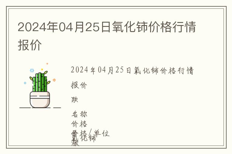 2024年04月25日氧化鈰價格行情報價