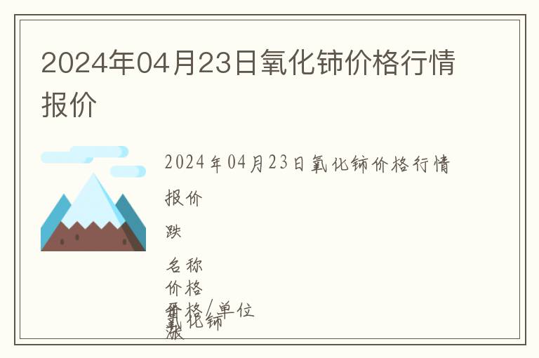 2024年04月23日氧化鈰價格行情報價