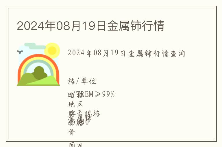 2024年08月19日金屬鈰行情