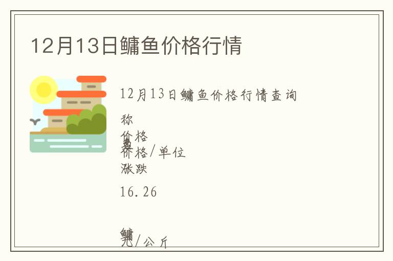 12月13日鳙魚價(jià)格行情