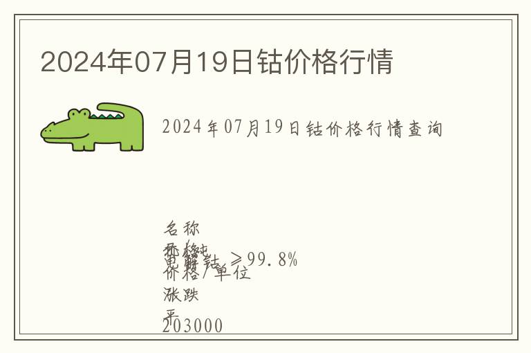 2024年07月19日鈷價(jià)格行情
