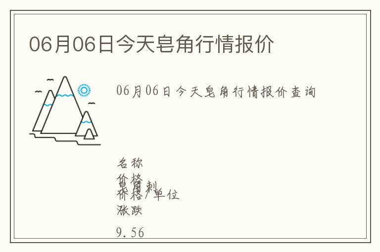 06月06日今天皂角行情報價